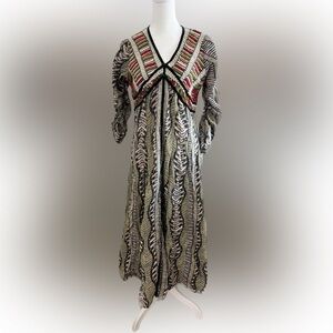 Vintage boho embroidered cheva medium dress